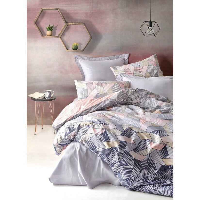 SUSSEXHOME Blush in Gray Full Size Duvet Cover Set,Hypoallergenic
