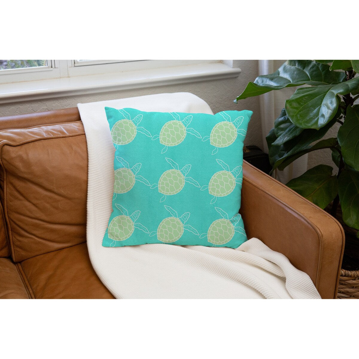 SWIMMING TURTLES AQUA Accent Pillow by Kavka Designs