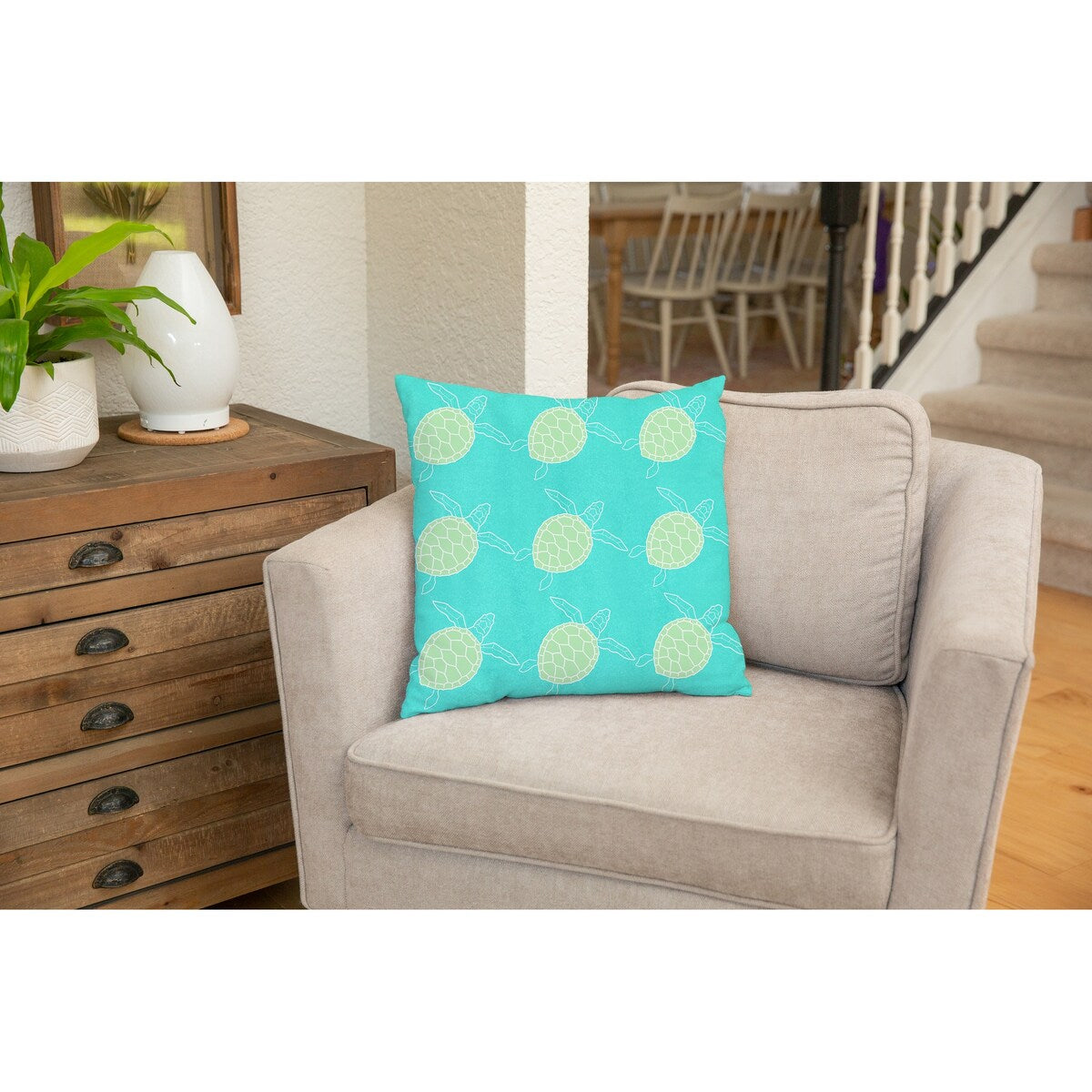 SWIMMING TURTLES AQUA Accent Pillow by Kavka Designs