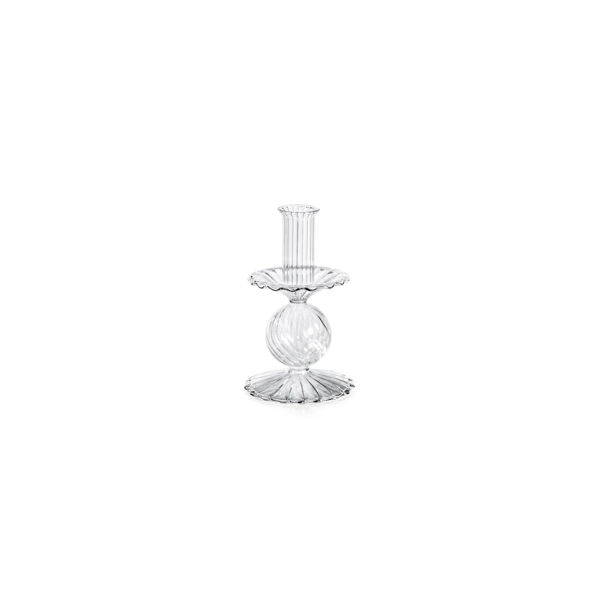Sabadell Swirl Glass Taper Candle Holders, Set of 2