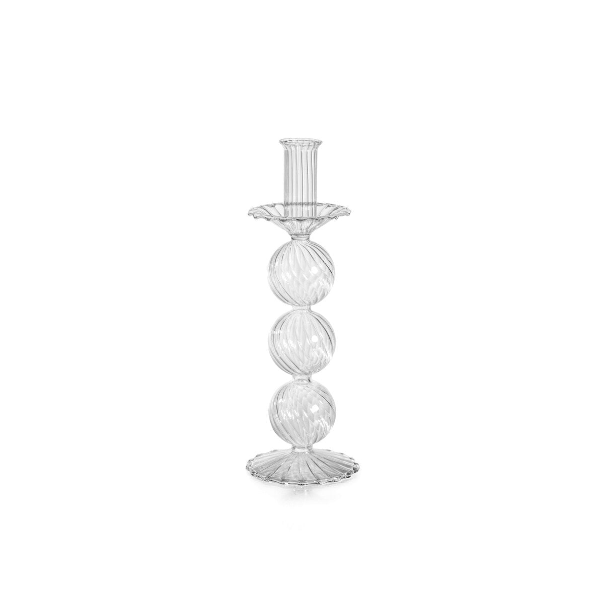 Sabadell Swirl Glass Taper Candle Holders, Set of 2