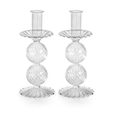 Sabadell Swirl Glass Taper Candle Holders, Set of 2