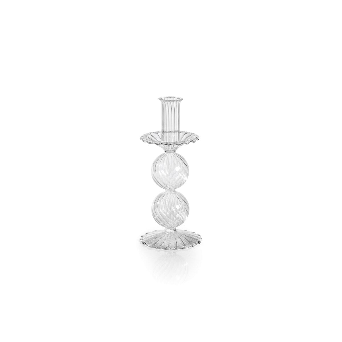 Sabadell Swirl Glass Taper Candle Holders, Set of 2