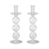 Sabadell Swirl Glass Taper Candle Holders, Set of 2