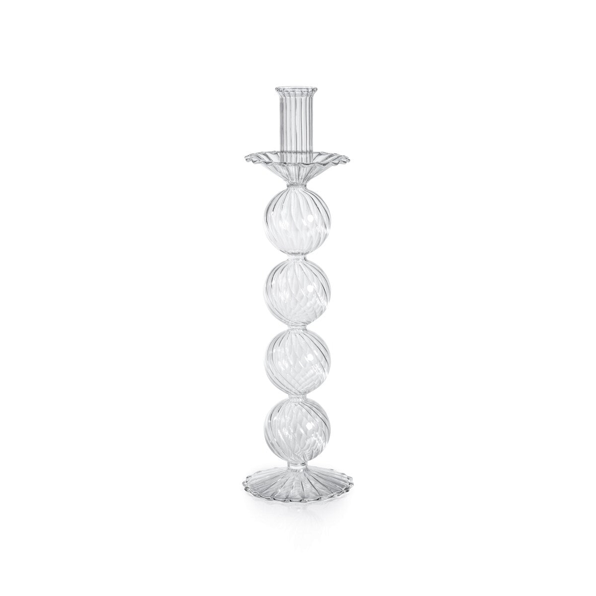 Sabadell Swirl Glass Taper Candle Holders, Set of 2