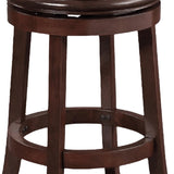 Sabi 29 inch Swivel Counter Stool, Solid Wood, Faux Leather, Brown, Black