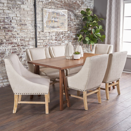 Sabine Farmhouse 7 Piece Wood Dining Set by Christopher Knight Home