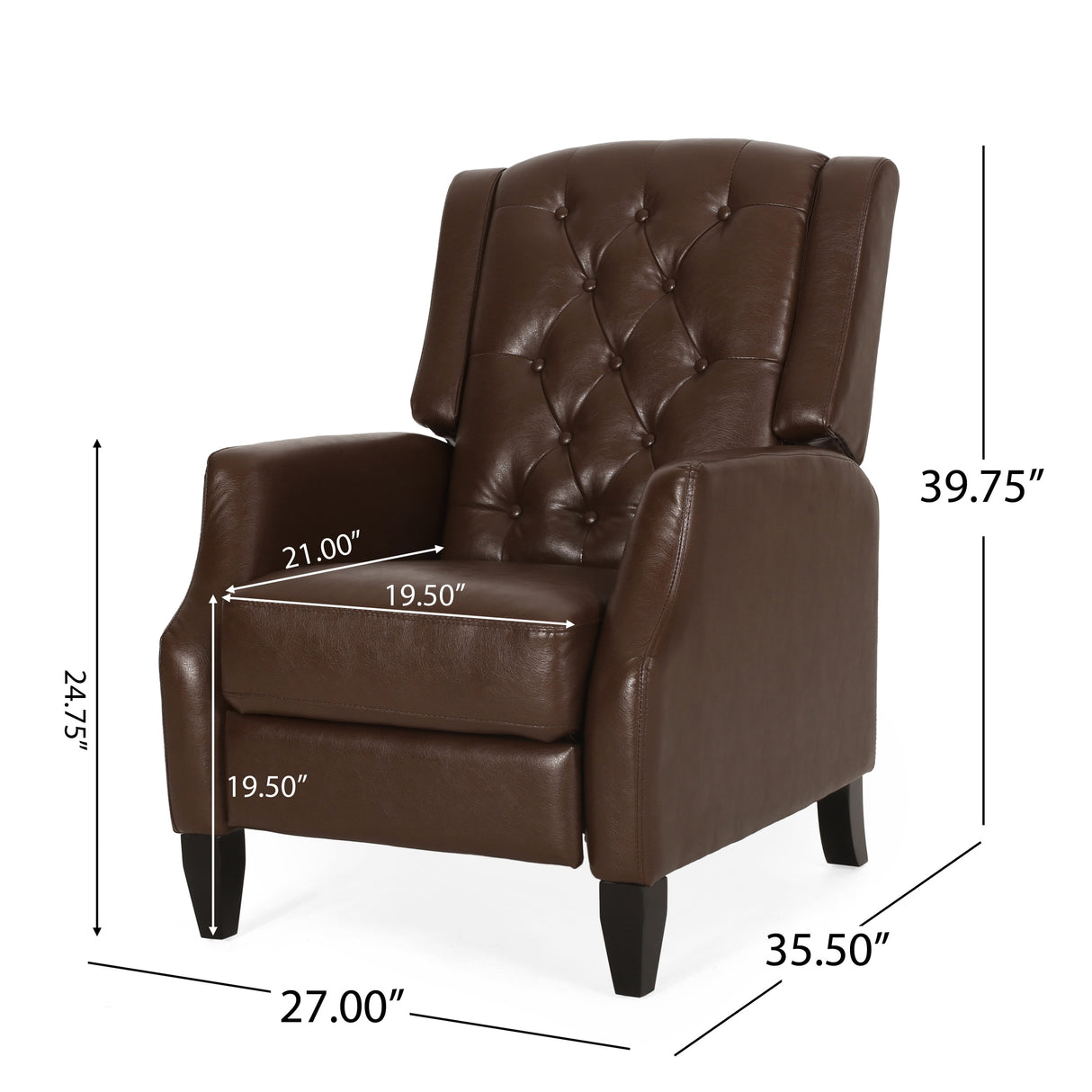 Sadlier Faux Leather Tufted Pushback Recliner by Christopher Knight Home