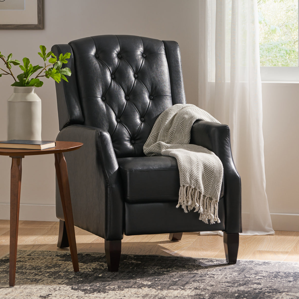 Sadlier Faux Leather Tufted Pushback Recliner by Christopher Knight Home