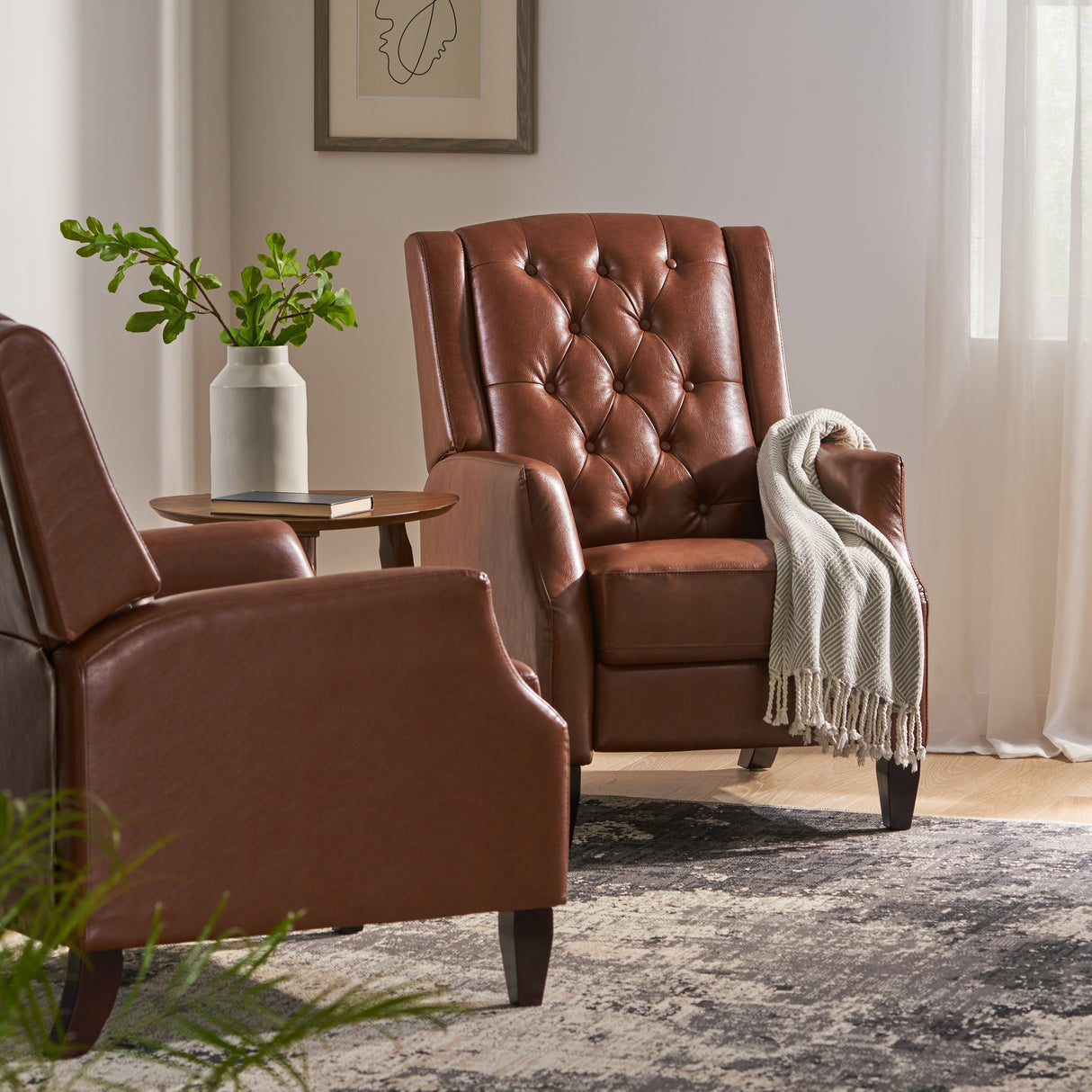 Sadlier Faux Leather Tufted Pushback Recliner by Christopher Knight Home