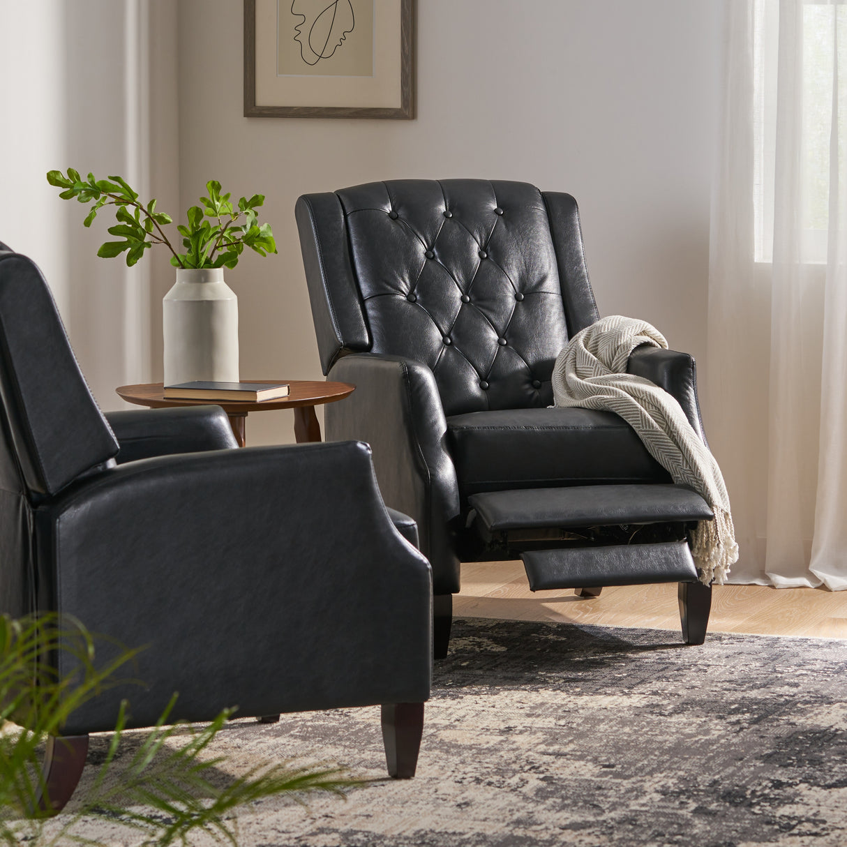 Sadlier Faux Leather Tufted Pushback Recliner by Christopher Knight Home
