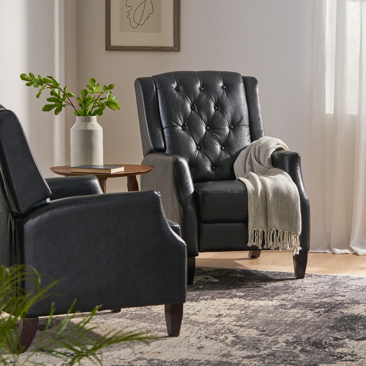 Sadlier Faux Leather Tufted Pushback Recliner by Christopher Knight Home
