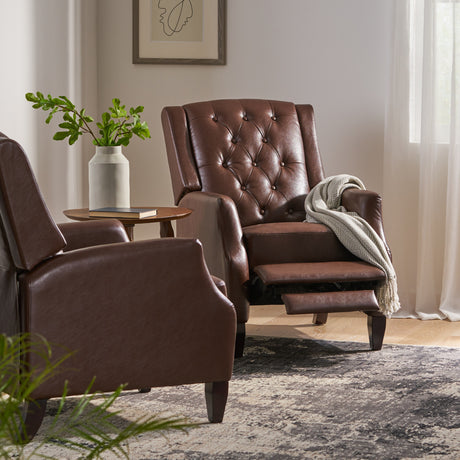 Sadlier Faux Leather Tufted Pushback Recliner by Christopher Knight Home