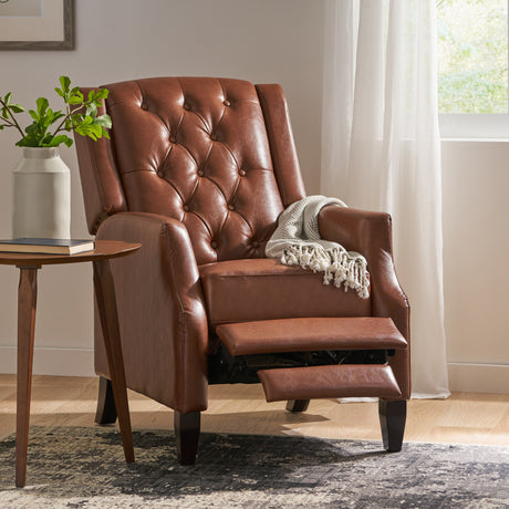 Sadlier Faux Leather Tufted Pushback Recliner by Christopher Knight Home
