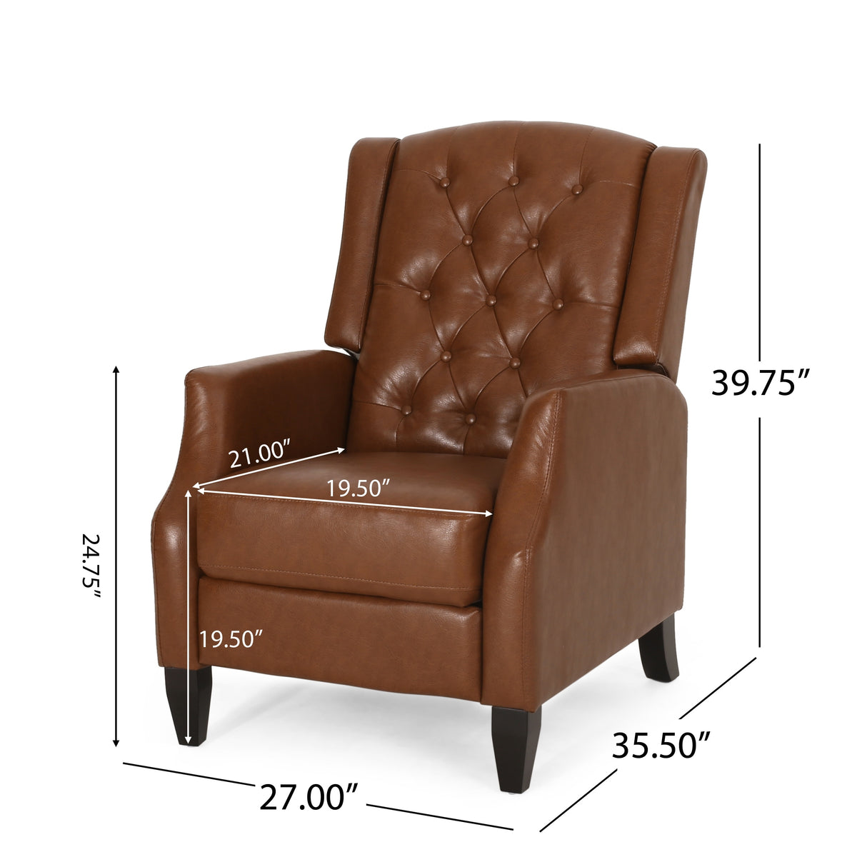 Sadlier Faux Leather Tufted Pushback Recliner by Christopher Knight Home