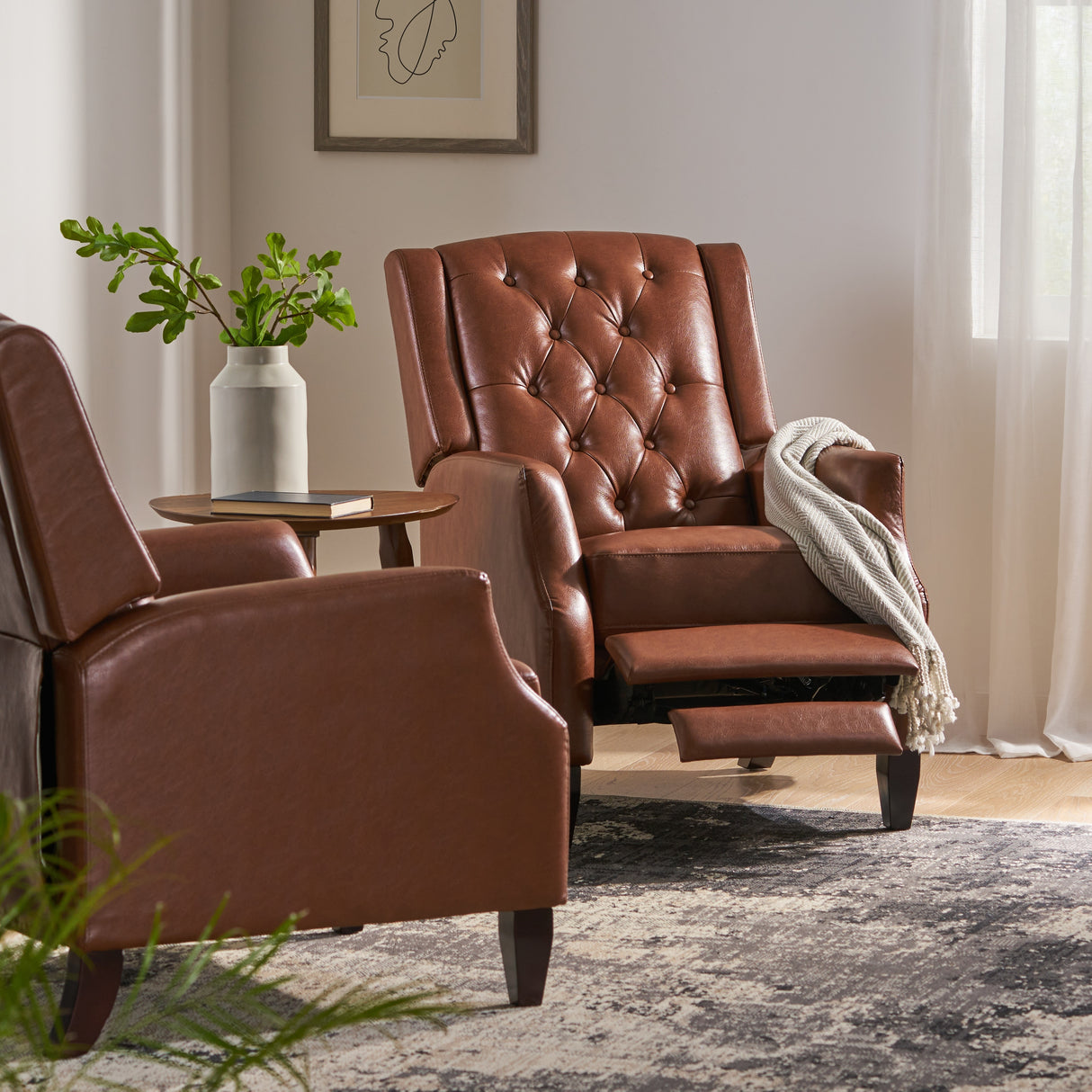 Sadlier Faux Leather Tufted Pushback Recliner by Christopher Knight Home