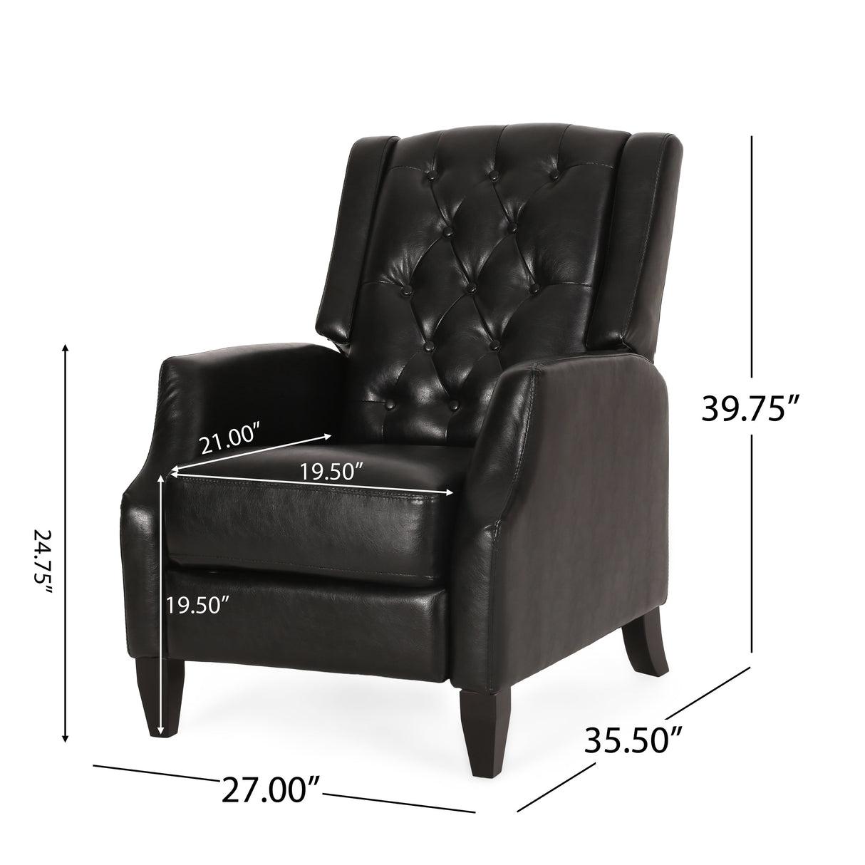 Sadlier Faux Leather Tufted Pushback Recliner by Christopher Knight Home