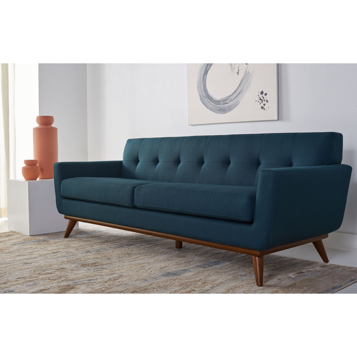 SAFAVIEH Couture Opal Linen Tufted Sofa. - 89.8" W x 33.1" L x 32.7" H