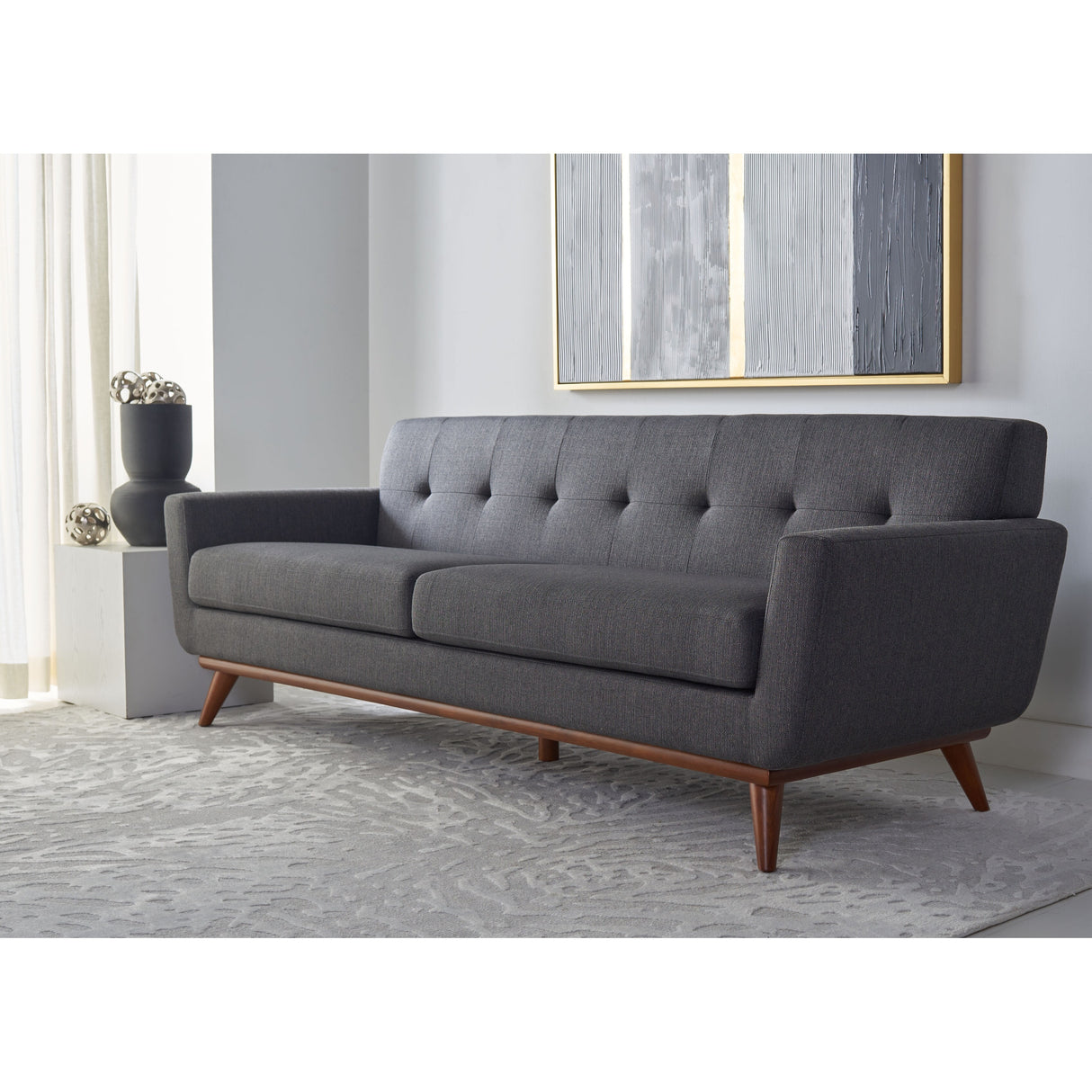 SAFAVIEH Couture Opal Linen Tufted Sofa. - 89.8" W x 33.1" L x 32.7" H
