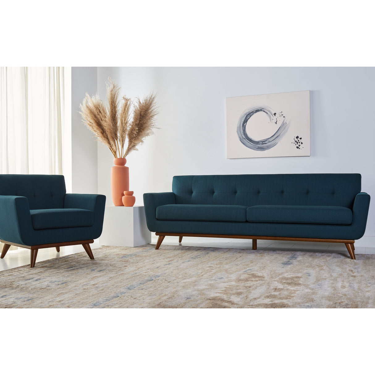 SAFAVIEH Couture Opal Linen Tufted Sofa. - 89.8" W x 33.1" L x 32.7" H