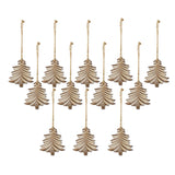 Sage & Co 4-inch Carved Wood Tree Christmas Ornament (Pack of 12)