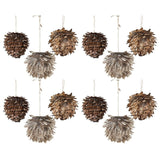 Sage & Co 6-inch Feather Ball Ornaments, Set Of 3 (Pack of 12)
