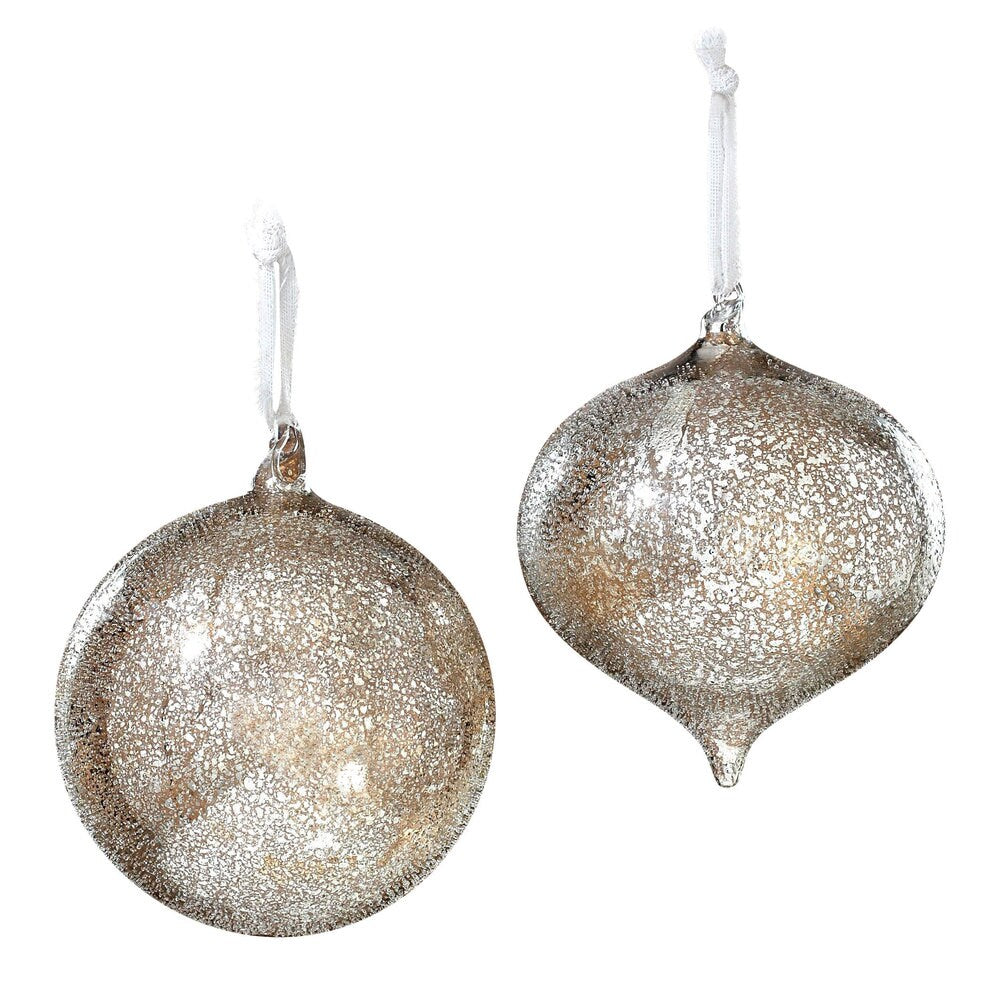Sage & Co 6-inch Iced Glass Onion Ball Ornaments (Pack of 6)