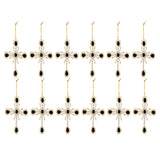 Sage & Co 6-inch x 7.5-inch Gem Pearl Ornate Cross Christmas Ornament (Pack of 12)