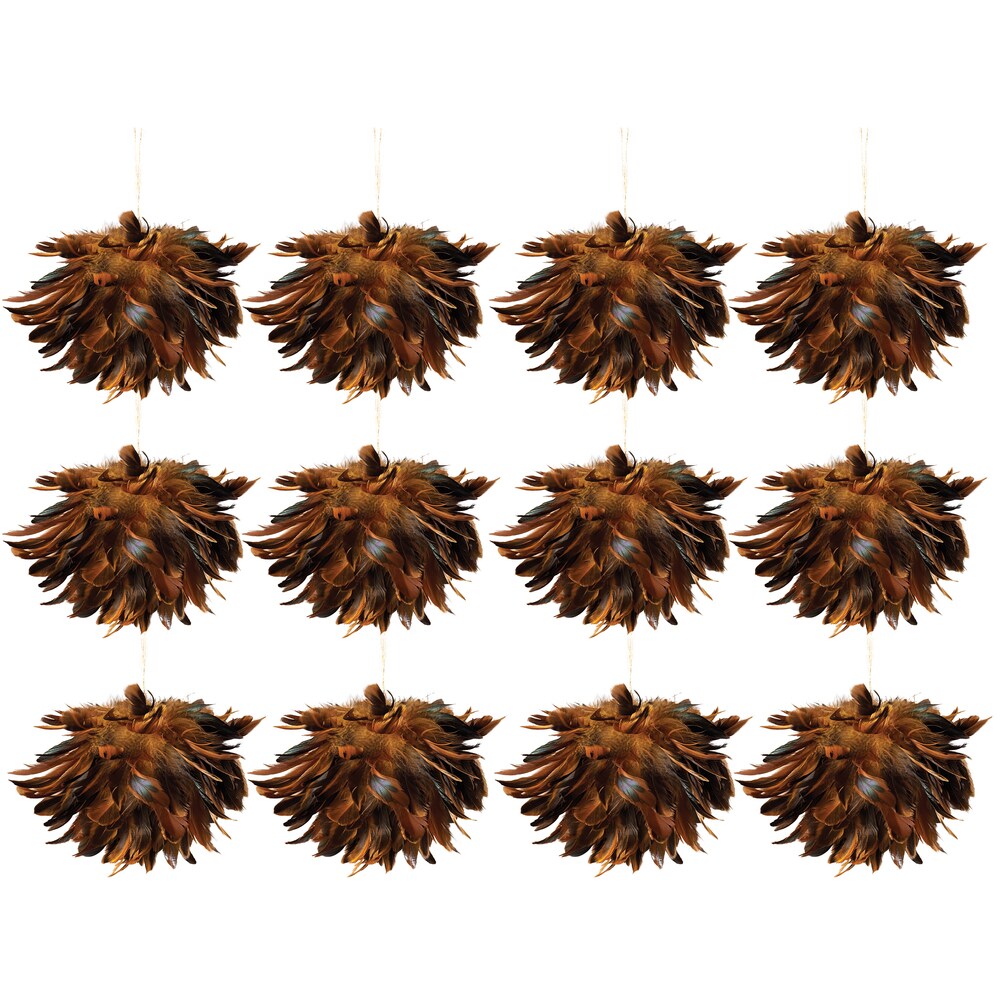 Sage & Co 9-inch Feather Ball Ornament (Pack of 12)