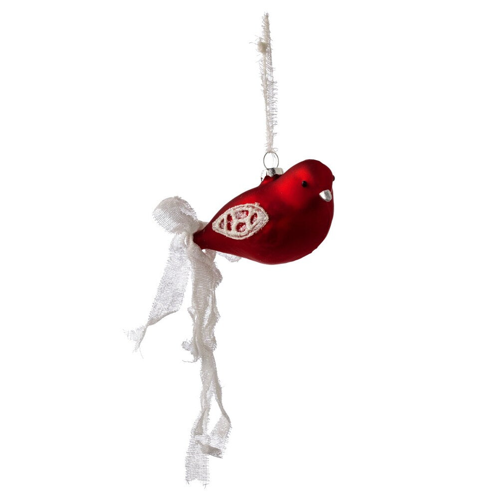 Sage & Co 7-inch Red Glass Bird Ornament (Pack of 12)