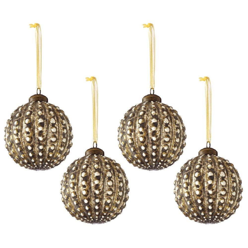 Sage & Co. Glass Beaded Ball 4.5-inch Christmas Ornament