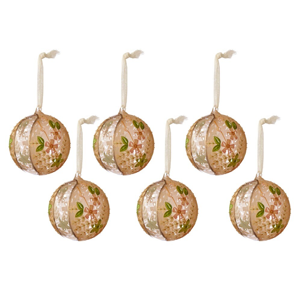Sage & Co Sage & Co. Hand-painted 4.75-inch Glass Ball Christmas Ornaments (Pack of 6)