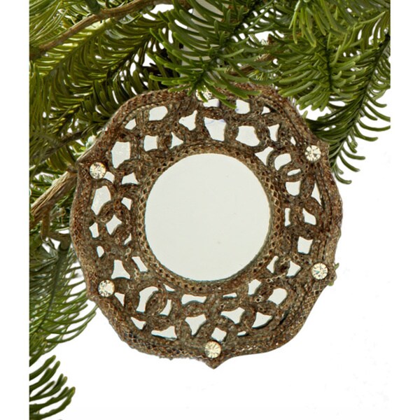 Sage & Co Sage & Co. 4.5-inch Lacy Brown Frame Mirror Ornament (Pack of 4)