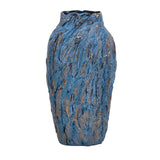 Sagebrook Home 10491 Ceramic Feathered Vase, Blue Ceramic, 9.5 X 6 X 18.5 Inches