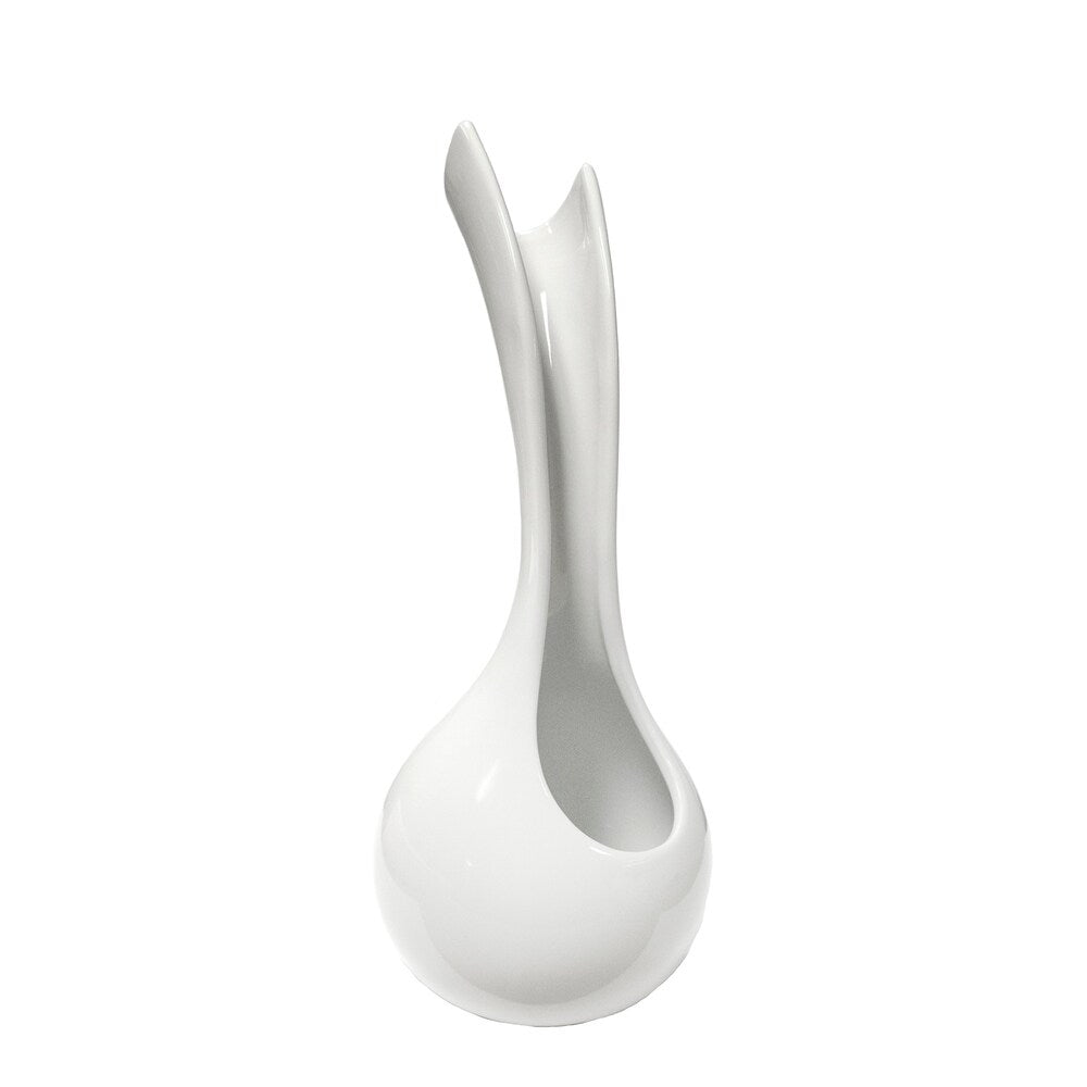 Sagebrook Home 11267 Decorative Ceramic Bud Vase, White Ceramic, 8 X 7.25 X 17.25 Inches