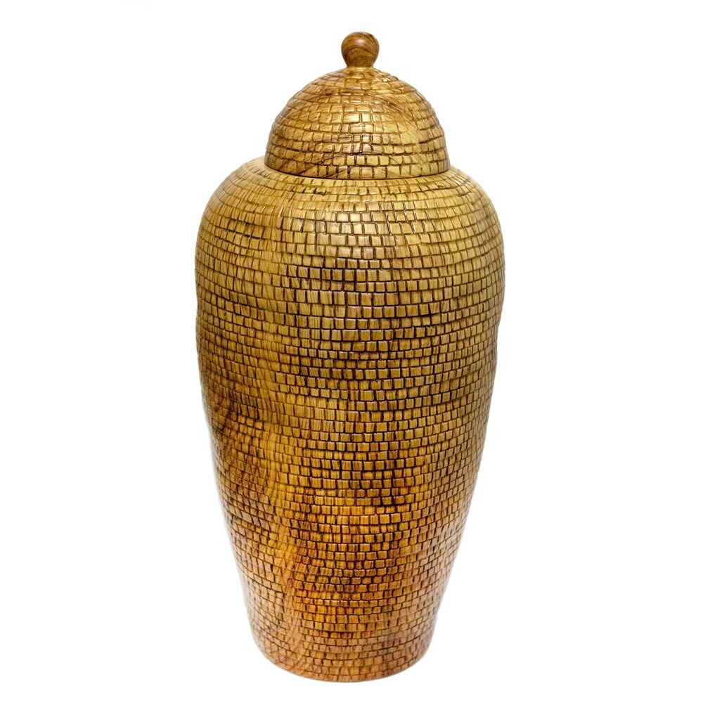 Sagebrook Home 11340 Decorative Ceramic Covered Jar, Brown Ceramic, 7.25 X 7.25 X 16.75 Inches