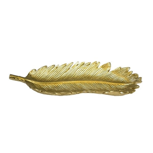 Sagebrook Home 11604 Palm Leaf Decorative Plate, Gold Polyresin, 13 x 4.92 x 1.57 Inches