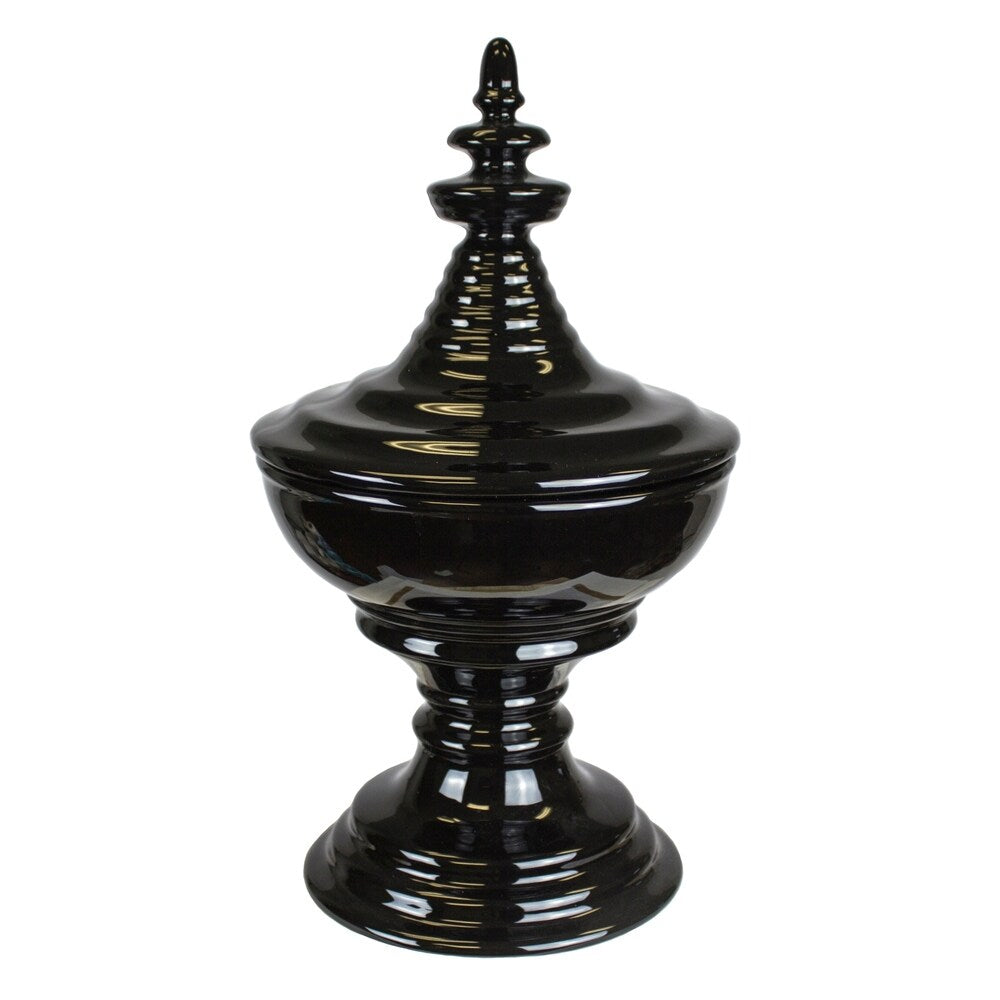 Sagebrook Home 11647 Ceramic Covered Jar, Black Ceramic, 9.25 X 9.25 X 16.25 Inches
