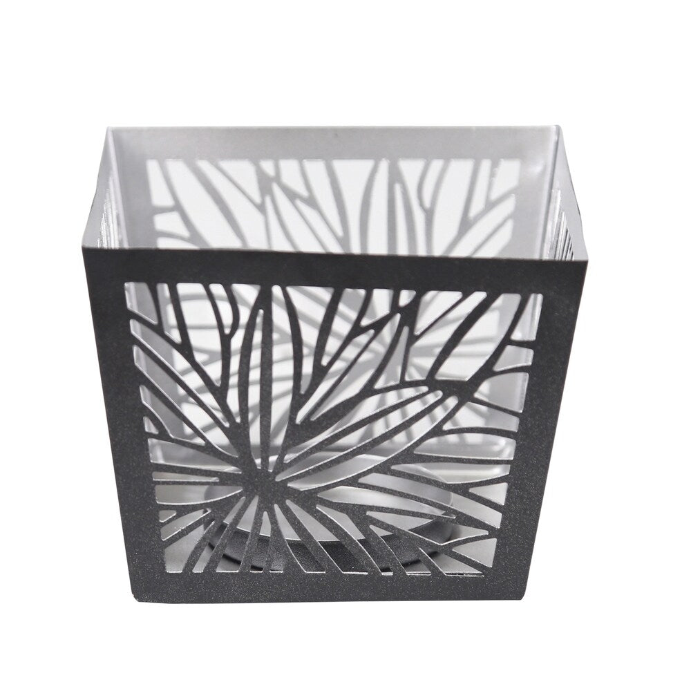 Sagebrook Home 11711 Metal Candle Holder, Black/Silver Metal, 4.75 x 4.75 x 3.75 Inches