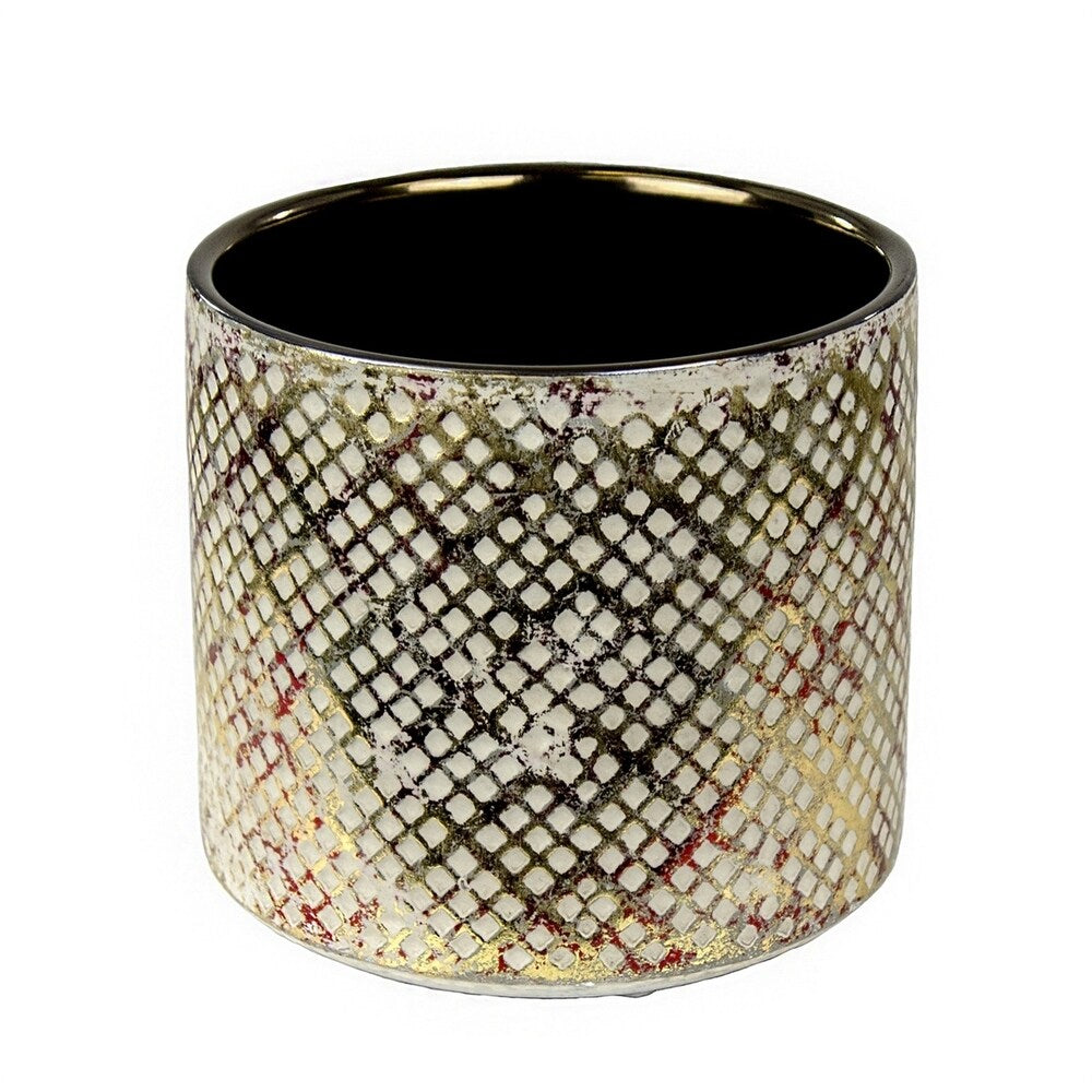 Sagebrook Home 12362-03 Ceramic Flower Pot, Multi Ceramic, 6.2992125984 X 6.2992125984 X 5.7086614173 Inches
