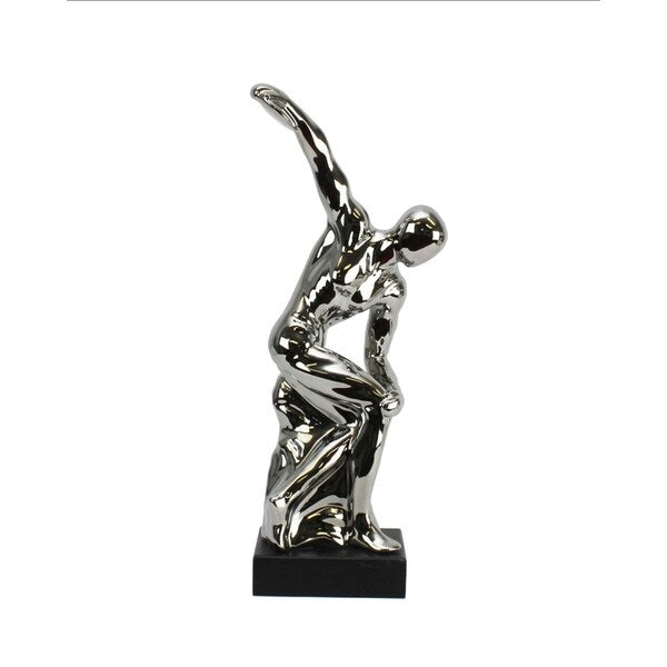 Sagebrook Home 12824 Ceramic Discus Thrower, Silver Ceramic, 7 x 4.75 x 18.25 Inches