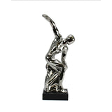 Sagebrook Home 12824 Ceramic Discus Thrower, Silver Ceramic, 7 x 4.75 x 18.25 Inches