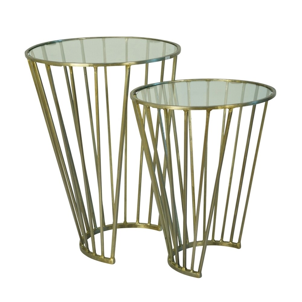 Sagebrook Home 12842 S/2 Metal Accent Tables, Gold Metal, 18 x 18 x 24 Inches