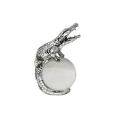 Sagebrook Home 13089-02 Polyresin Alligator On Glass Ball, Silver Polyresin, 5.5 x 4.5 x 8.75 Inches