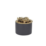 Sagebrook Home 13248 Ceramic Petal Canister, Black/Gold Ceramic, 6 X 6 X 5.5 Inches