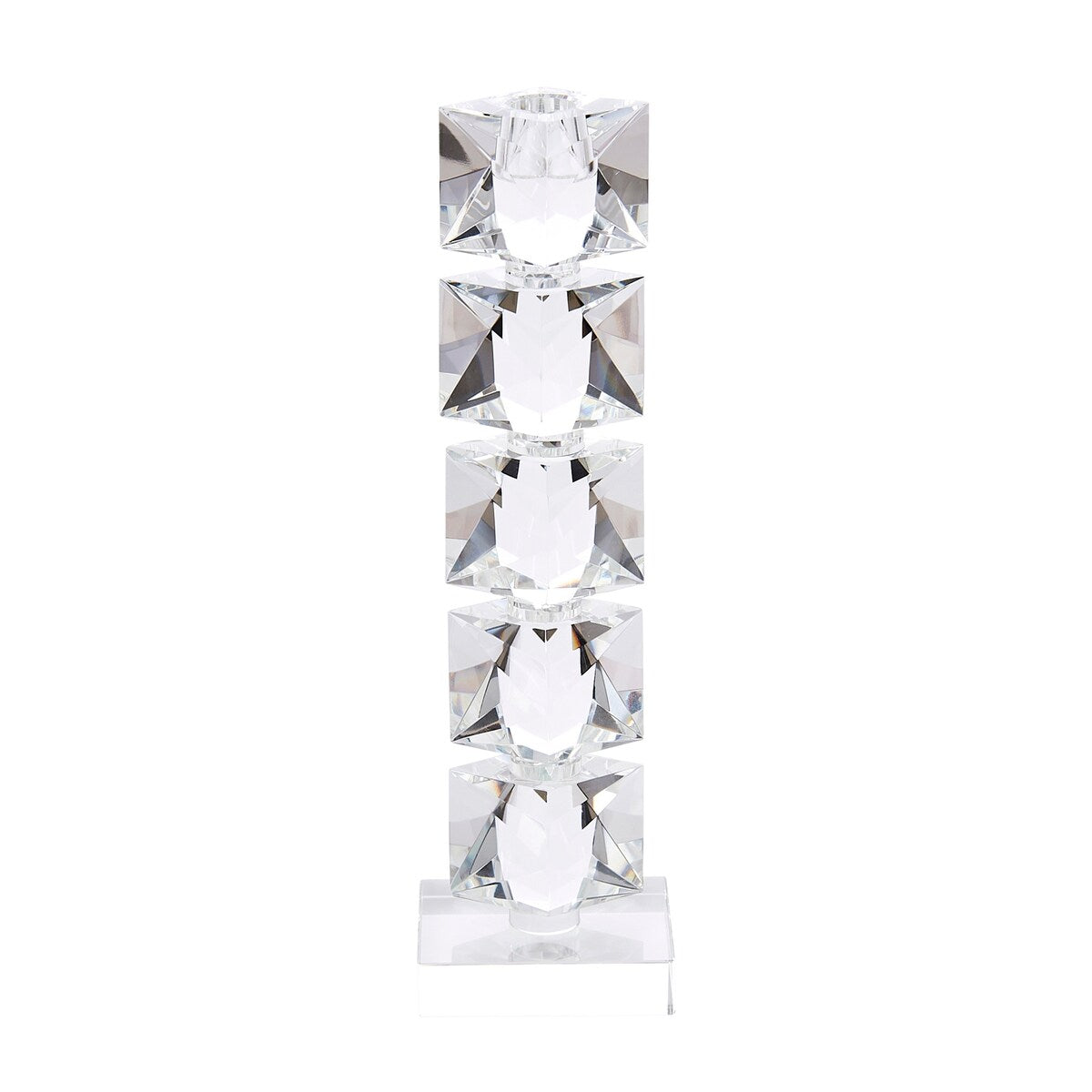 Sagebrook Home 13314-03 Crystal Candle Holder, Clear Crystal, 3.5 x 3.5 x 12.25 Inches