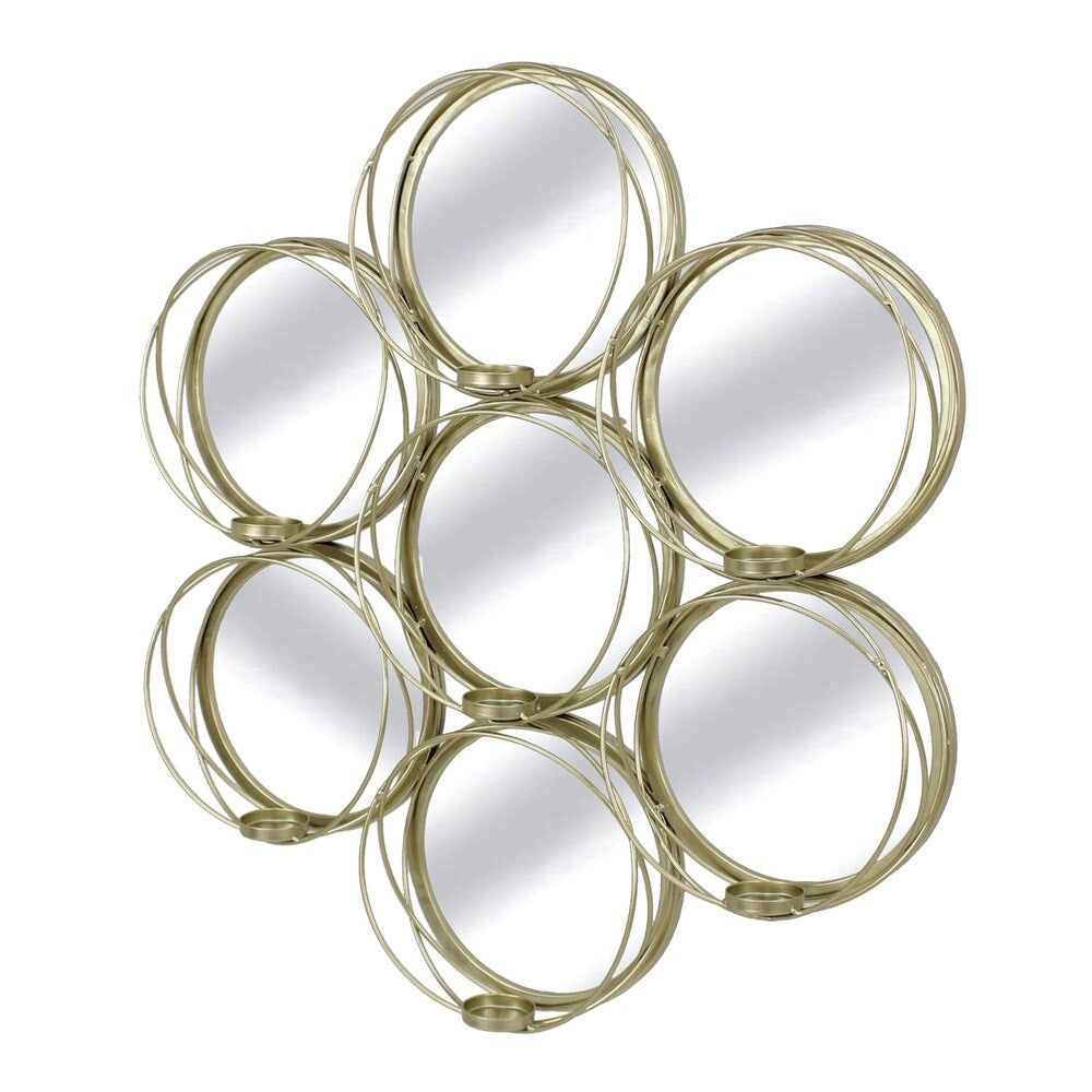 Sagebrook Home 13605 Decorative Wall Mirrored Candle Holder, Gold, Wb Metal, 24.5 x 3.5 x 27 Inches