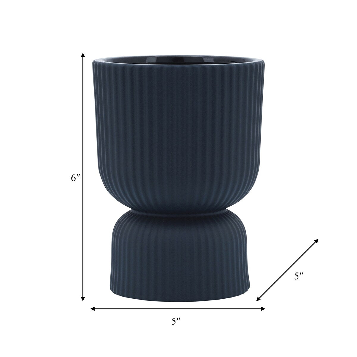 Sagebrook Home 6" Ceramic Ribbed Abstract Vase Classic Decorative Vase for Home or Office Flower Display