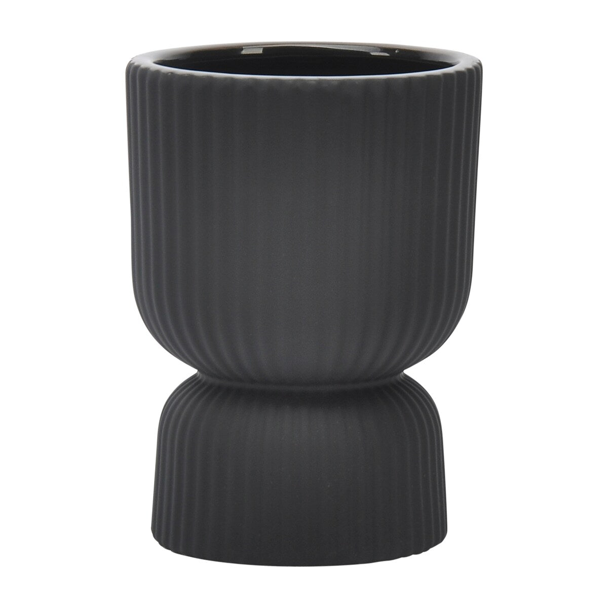 Sagebrook Home 6" Ceramic Ribbed Abstract Vase Classic Decorative Vase for Home or Office Flower Display