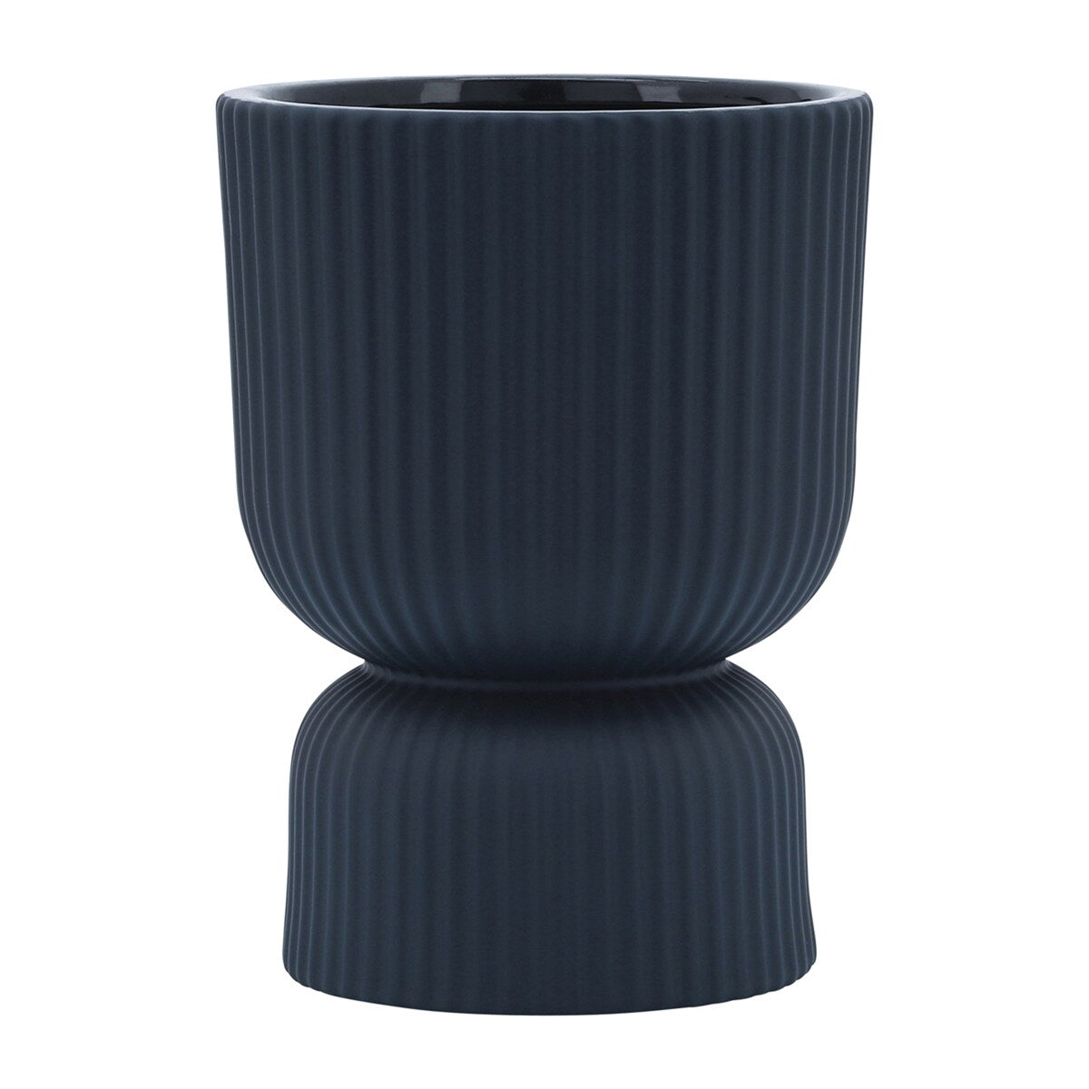 Sagebrook Home 6" Ceramic Ribbed Abstract Vase Classic Decorative Vase for Home or Office Flower Display